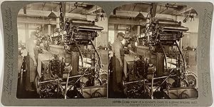 Underwood, France ?, stereo, Modern loom in a woolen mill, ca.1900