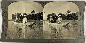 Keystone, Guam, Mariso, stereo, Native Dugout Canoe, ca.1900