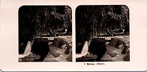 Syrie, Hommes près d'une chute, Vintage print, ca.1900, Stéréo