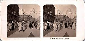 France, Nice, le Carnaval, Travestis, Vintage print, ca.1900, Stéréo