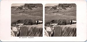 Suisse, Eigergletscher, Crevasse près du Chemin de fer de la Jungfrau, Vintage print, ca.1900, St...