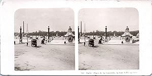 France, Paris, Place de la Concorde et la Tour Eiffel, Vintage print, ca.1900, Stéréo