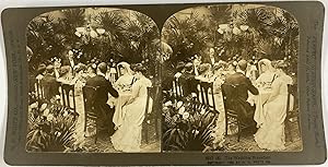 Déjeuner de noces avec les mariés, Vintage print, ca.1900, Stéréo