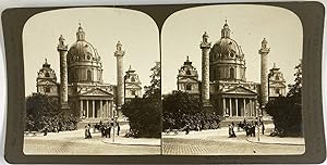 Autriche, Vienne, Église Saint-Charles-Borromée, Karlskirche, Vintage print, ca.1880, Stéréo