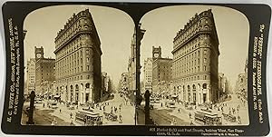 White, USA, stereo, New York, Market and Post Streets, 1905