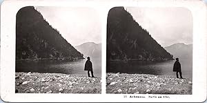 Autriche, Lac Achen (Achensee), Le bord du lac, Vintage print, ca.1900, Stéréo