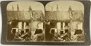 Guerre 1914/18, Angleterre, King's Lynn, Maisons bombardées par des Zeppelins, Vintage silver pri...
