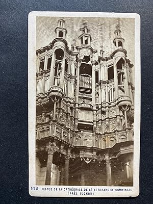 Soulé, France, env. Luchon, Orgue de la Cathédrale de St Bertrand de Comminges, Vintage albumen p...