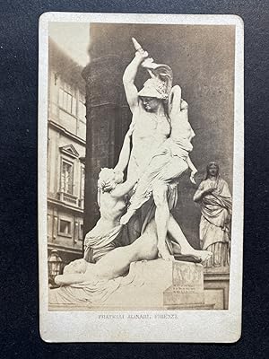 Alinari, Italie, Florence, Sculpture Enlèvement de Polyxène à la loggia dei Lanzi, Vintage albume...