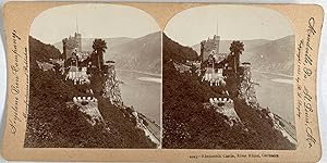 Singley, Germany, River Rhine, Rheinstein Castle, vintage stereo print, 1903