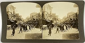 Turquie, Constantinople, Une rue du quartier Stamboul, Vintage print, ca.1890, Stéréo
