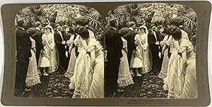 Un mariage, les félicitations, Vintage print, ca.1890, Stéréo