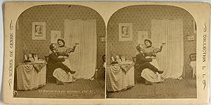 Belgique, Scène de genre, Le mari surpris par sa femme 4, circa 1890, Stéréo