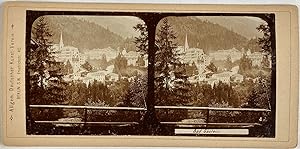 Autriche, Badgastein, Vue panoramique, Vintage print, circa 1890, Stéréo