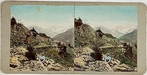 Europe, Alpes, Scène de vie, Vintage print, circa 1900, Stéréo