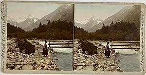 Allemagne, Alpes allemandes, Oberstdorf, Vintage print, circa 1900, Stéréo