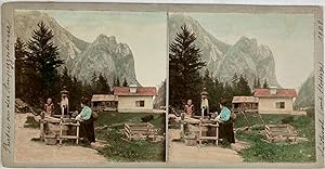 Autriche, Tyrol du Sud, Ampezzo Strasse, Vintage print, circa 1900, Stéréo