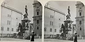 Autriche, Salzbourg, Domplatz, Vintage print, circa 1900, Stéréo