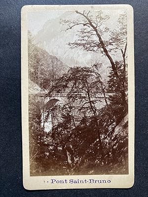 France, Saint-Laurent-du-Pont, Pont Saint-Bruno, vintage albumen print, ca.1870