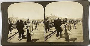 Turquie, Constantinople, Vue du quartier de Galata depuis le pont, Vintage print, ca.1890, Stéréo