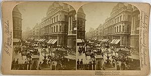 Royaume-Uni, Londres, Vue de Cheapside, Vintage print, circa 1890, Stéréo