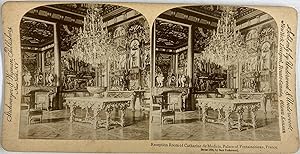 France, Fontainebleau, Salle de réunion de Catherine de Médicis, Vintage print, Circa 1890, Stéréo