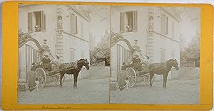 France, Vitrolles, Attelage à Valbacol, Vintage print, circa 1900, Stéréo