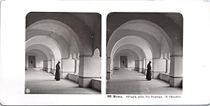 Italie, Rome, L'abbaye Tre Fontane, le Cloître, Vintage print, ca.1900, Stéréo