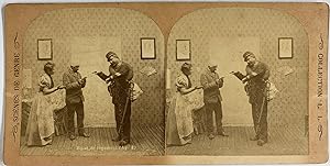 Belgique, Scènes de genre, Billet de Logement 2, Vintage print, circa 1890, Stéréo