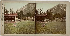 Autriche, Tyrol, En chantant Zillertal, Vintage print, circa 1890, Stéréo