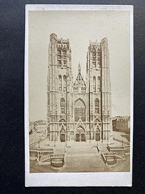 Belgique, Bruxelle, Cathédrale Saints-Michel-et-Gudule, Vintage albumen print, ca.1870