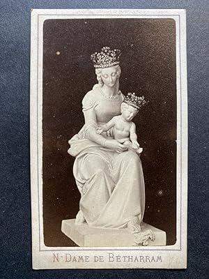 France, Sculpture et Prière à Notre-Dame de Bétharram, Vintage albumen print, ca.1870