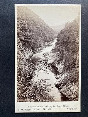 Écosse, Killiecrankie, Rivière vers Ben-y-gloe, vintage albumen print, ca.1870