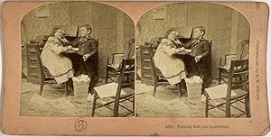 Kilburn, Flirting with his Typewriter, vintage stereo print, 1897