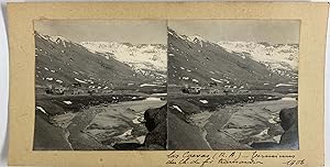 Argentine, Las Cuevas, Terminus du Chemin de Fer Transandin, vintage stereo print, 1906