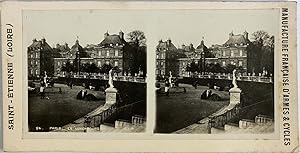 France, Paris, Jardin du Luxembourg, Le Palais, vintage stereo print, ca.1900