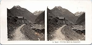 Autriche, Tyrol, Zillertal, Route et chalets, Vintage print, ca.1900, Stéréo