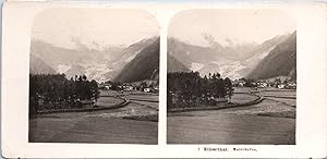 Autriche, Tyrol, Zillertal, Mayrhofen, vue générale, Vintage print, ca.1900, Stéréo