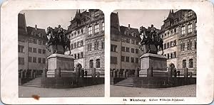 Allemagne, Nuremberg (Nürnberg), Monument au Kaiser Wilhelm, Vintage print, ca.1900, Stéréo