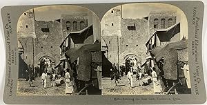 Syrie, Damascus, Porte est de la ville, Vintage print, ca.1900, Stéréo