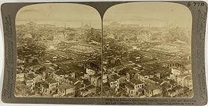 Turquie, Constantinople, Panorama avec Sainte Sophie et le Bosphore, Vintage albumen print, ca.18...