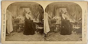 Belgique, Scène de genre, La toilette de la Parisienne 11 bis, Vintage print, circa 1890, Stéréo