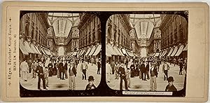 Italie, Milan, Galerie Victor Emmanuel, Vintage print, circa 1890, Stéréo