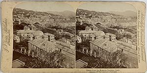 Italie, Gênes, Vue panoramique de Gênes, Vintage print, circa 1890, Stéréo