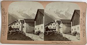 Suisse, Alpes Suisses, Vue du Mont-Blanc, Vintage print, circa 1900, Stéréo