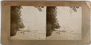 Suisse, Bords du Lac Léman, Promenade, vintage stereo print, ca.1900