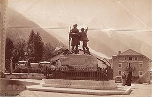 France, Chamonix, Statue de Jacques Balmat et Horace Benedict de Saussure, Vintage print, circa 1885