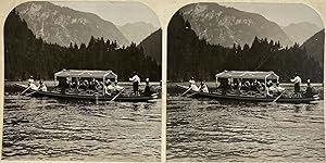 Allemagne, Königssee, Barque sur le Lac, vintage stereo print, ca.1900