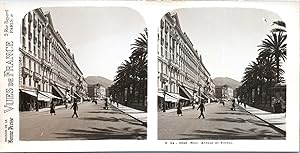 France, Nice, Avenue de Verdun, Vintage print, ca.1910, Stéréo
