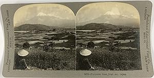 Japon, Vue du Mont Fuji, Vintage print, ca.1900, Stéréo